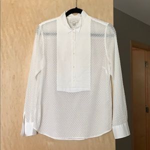 Beautiful sheer white tuxedo popover shirt